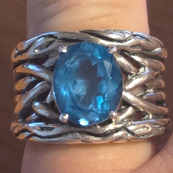 EFFY Sterling Silver with 5.7ct Blue Topaz "Lagoon" Ring (retired series) - Picture 1 of 6